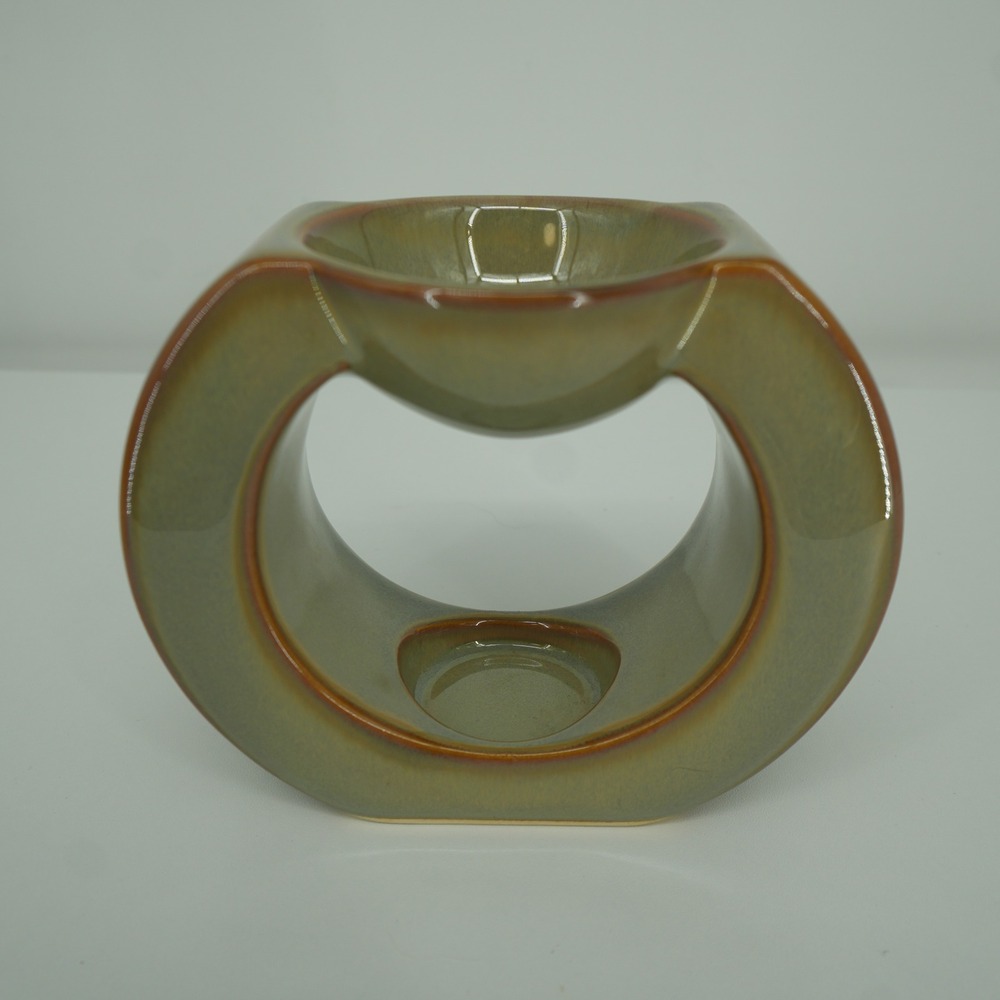 PartyLite Gaia Fragrance Warmer Tea Lite Candle Sage Green Modern Ceramic - Picture 1 of 6